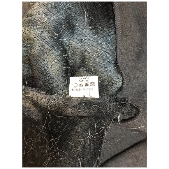 213 By Michelle Kim Studded Eyelash Short Sleeve Sweater Black Gray S - Picture 3 of 8